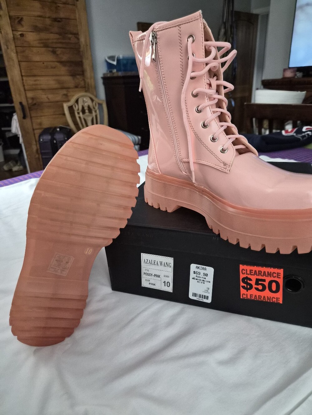 Azalea Wang Possy-Pink Platform Boots